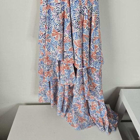 Willa Story Mia Ruffled Tiered Asymmetrical Halter Midi Sundress XS Euro Summer - Picture 6 of 14